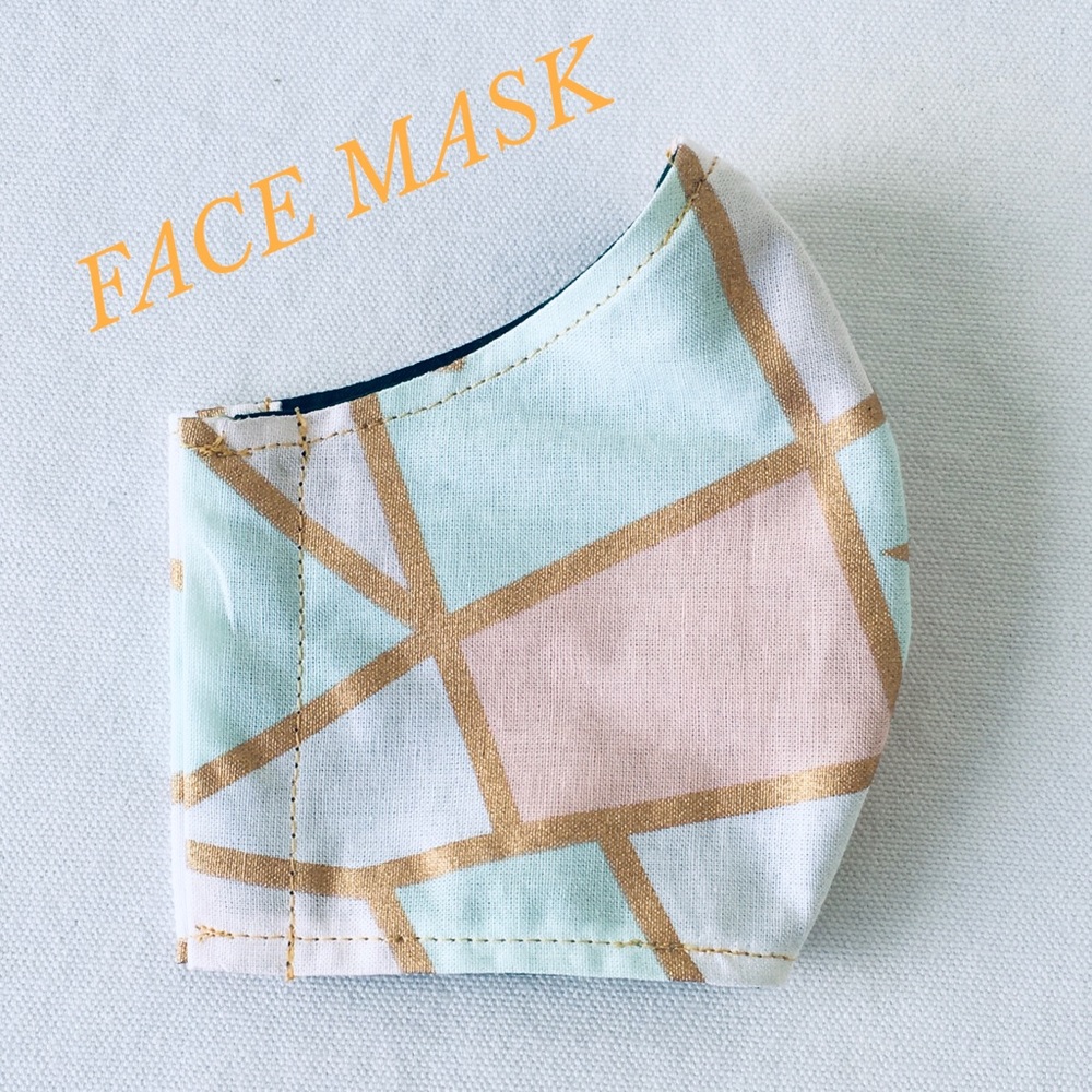 3 FOR $29 FACE MASK COTTON GEOMETRIC GOLD …